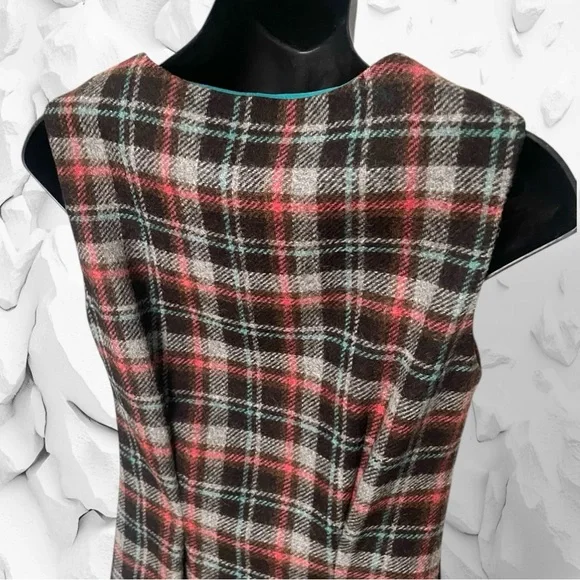 Boden British Tweed by Moon Plaid Dress Size US 6R UK 10R Brown Pink - Picture 11 of 16